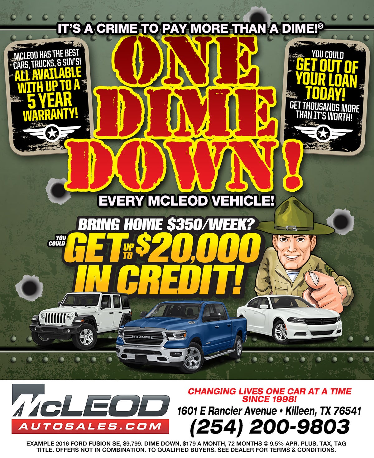 One Dime Down! Every McLeod Vehicle! Mcleod Auto Sales in Killeen TX